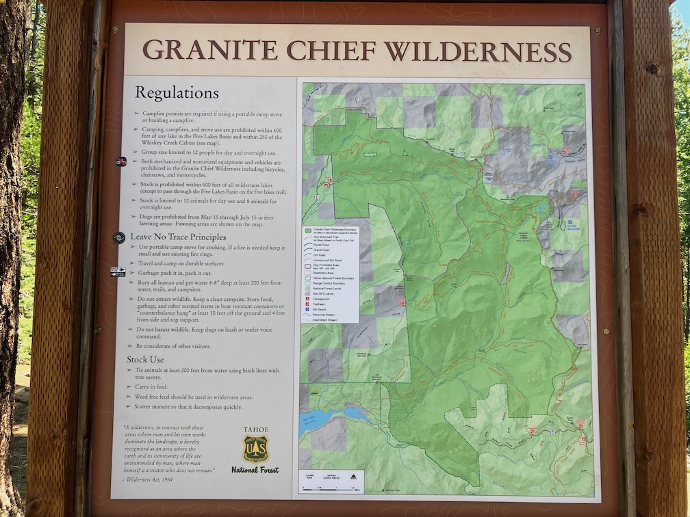 photo of Granite Chief Wilderness trailhead map at Talbot trailhead