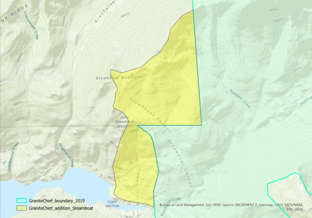 map of Granite Chief Wilderness proposed addition - Steamboat